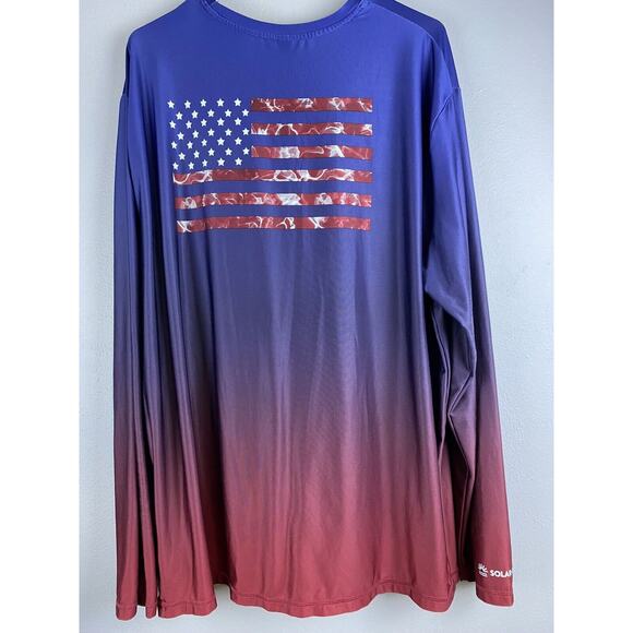 Mens Sz 2XL Habit LS Solar Factor Blue Ombre Flag Graphic Kayak, Outside, Fish - Picture 4 of 8